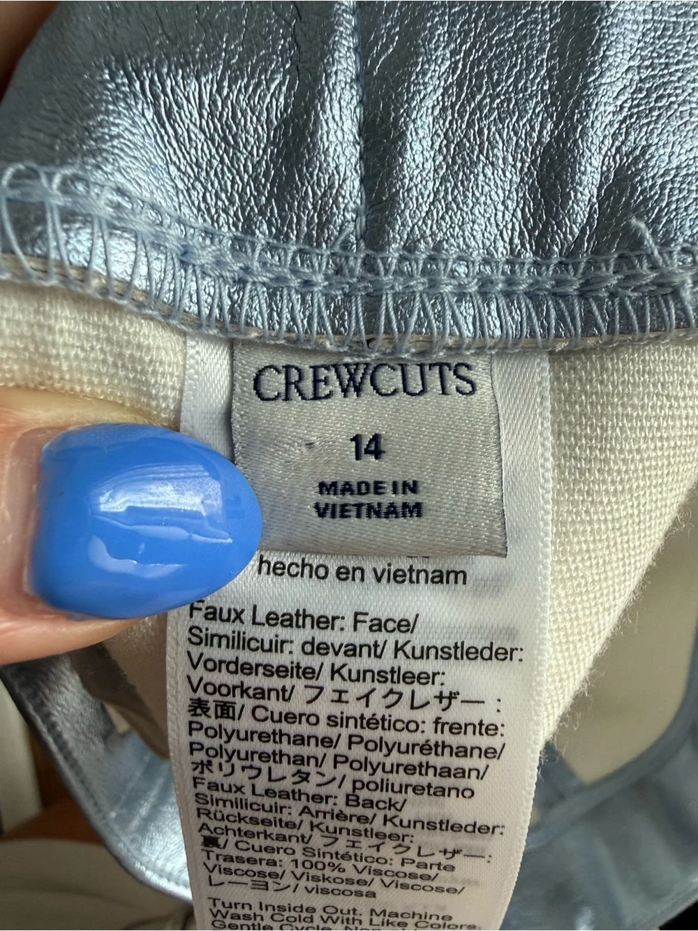 Crewcuts by J. Crew Patch-Pocket Skirt in Metallic Faux Leather NWOT sz: 14
